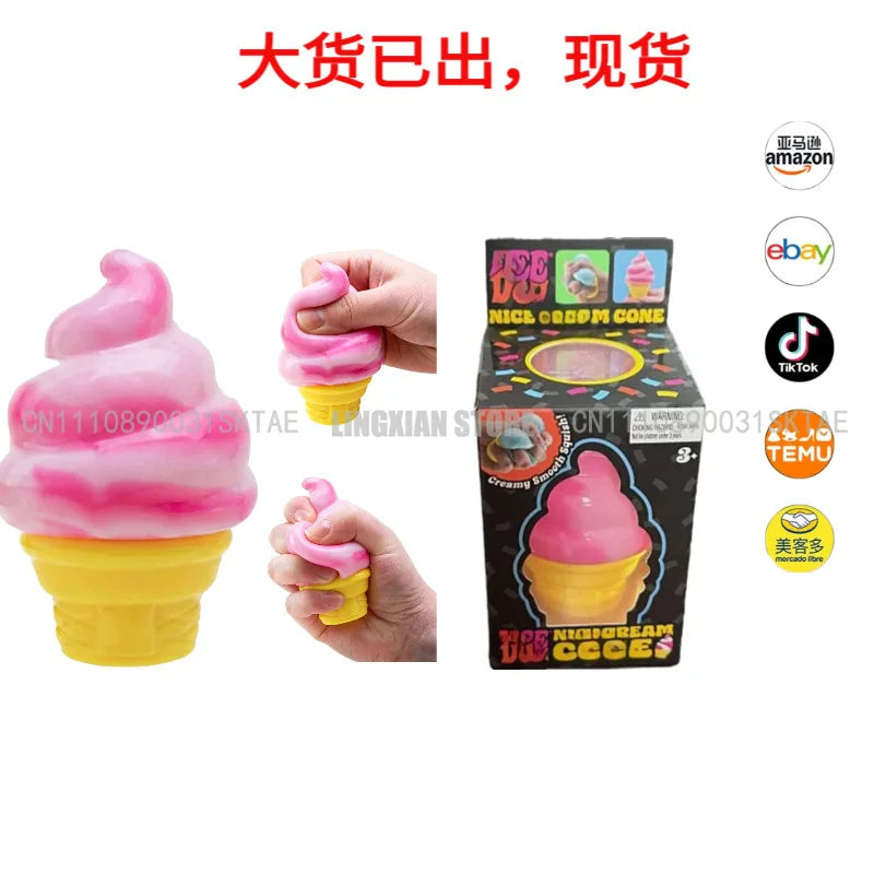 Ice Cream Shaped Decompression  Needoh Nice Cream Cone Surprise Stress Relief Squeeze Party Gifts Ornaments