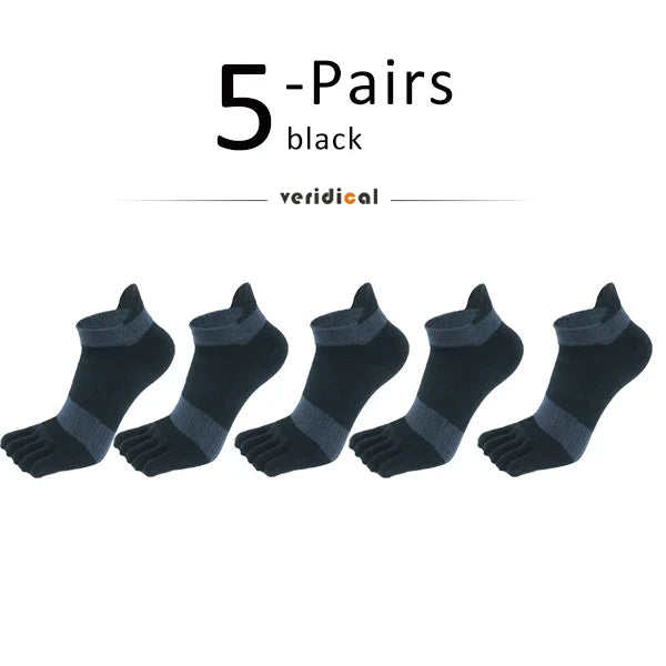 5 Pairs Five Finger Ankle Sport Socks Cotton Mens Striped Mesh Breathable Shaping Anti Friction No Show Socks With Toes EUR39-46