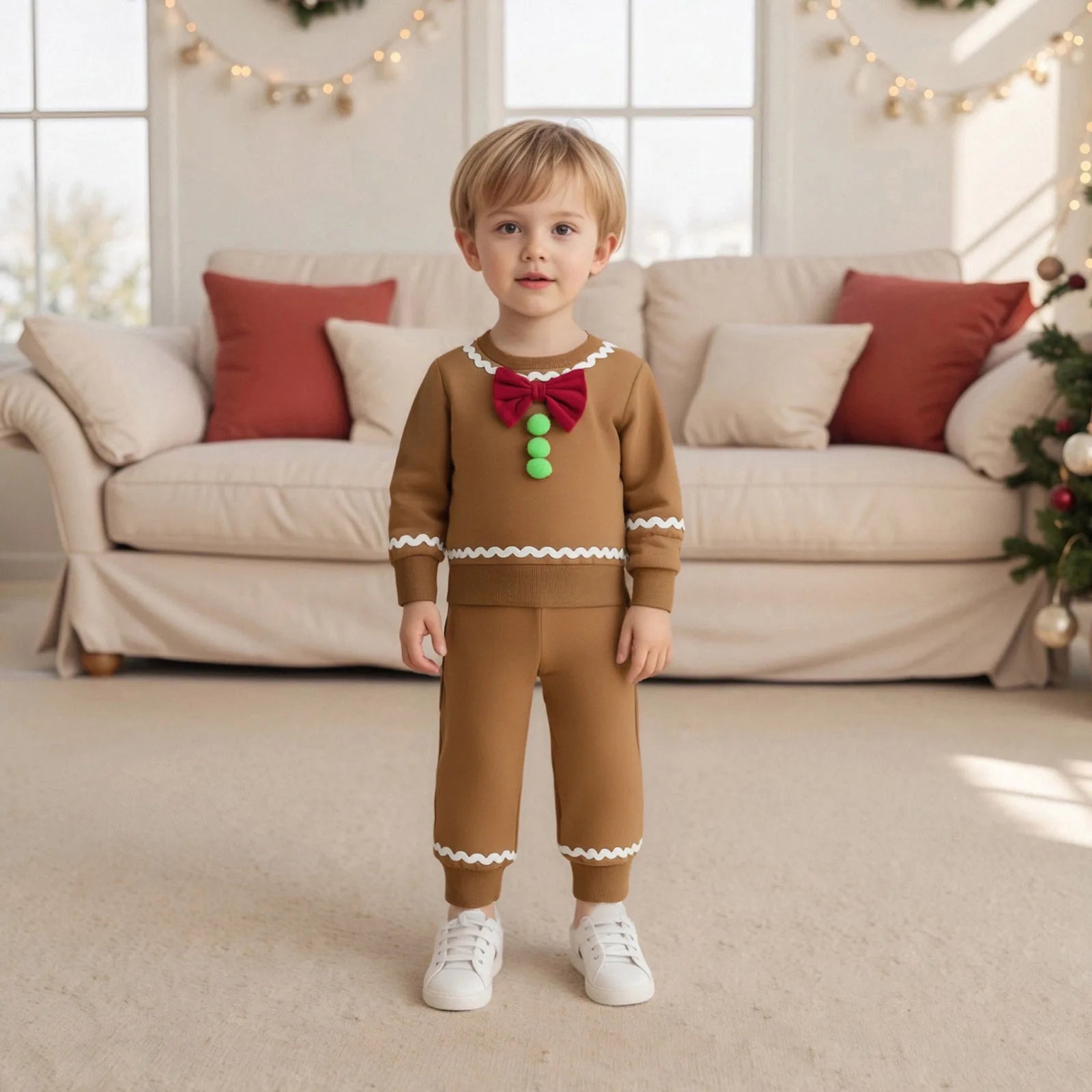 Toddler Baby Boy Girl Gingerbread Outfit Long Sleeve Sweatshirt and Pants Infant Newborn Christmas Outfits