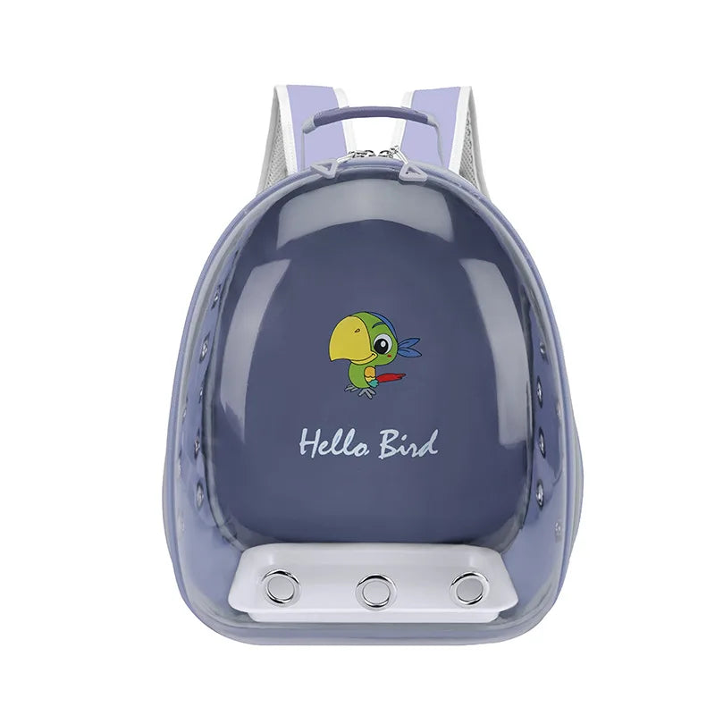 Portable Bird Cage with Prech Feeder and Tray, Acrylic Pet Backpack Bag, Parakeet, Cockatiel, Parrot, Bunny, Travel