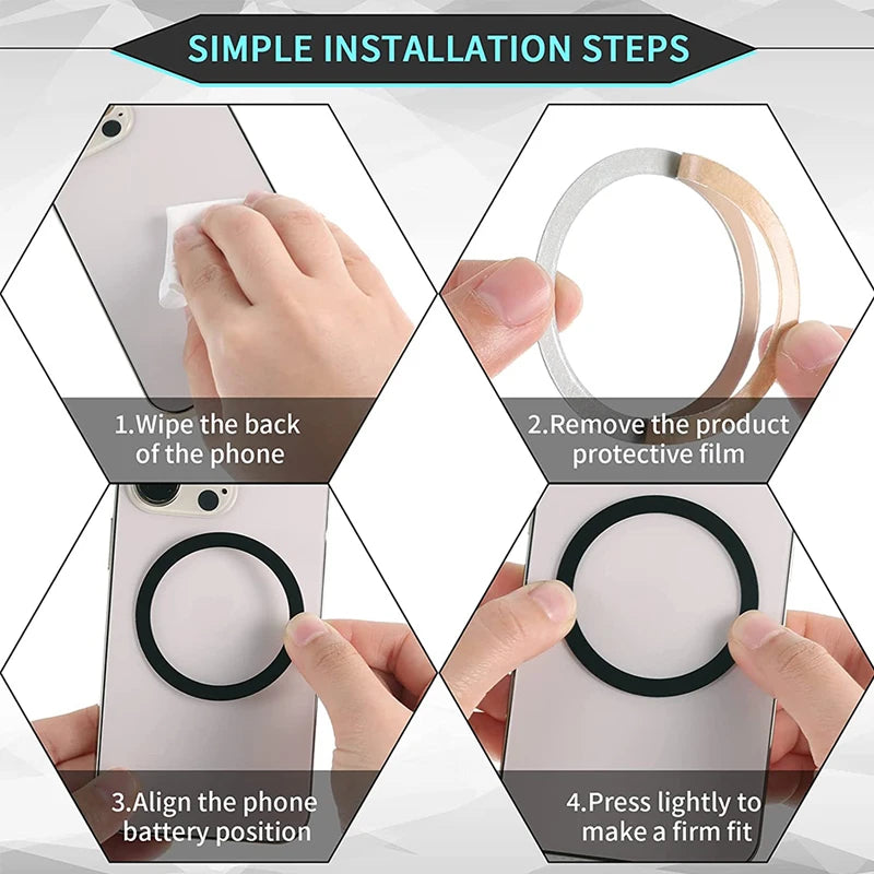 For Magnetic Plate Ring For Magsafe Wireless Charger   Plastic Sheet Sticker Magnet Car Phone Holder For Phone 14 13 12 Xiaomi