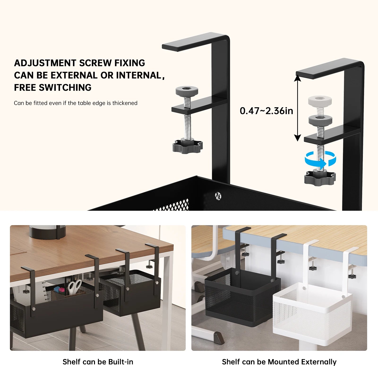 Under-Desk Storage Rack, Stationery Organizer, Gaming Desk, Desk Organizer, Under-Desk Hanging Basket, Box, Workstation Drawer