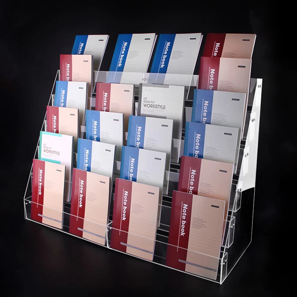 Transparent Display Stand Bookshelf Magazine Notebook Comic Storage Rack Desk Organizer Facial Mask Light Disk Storage Shelf