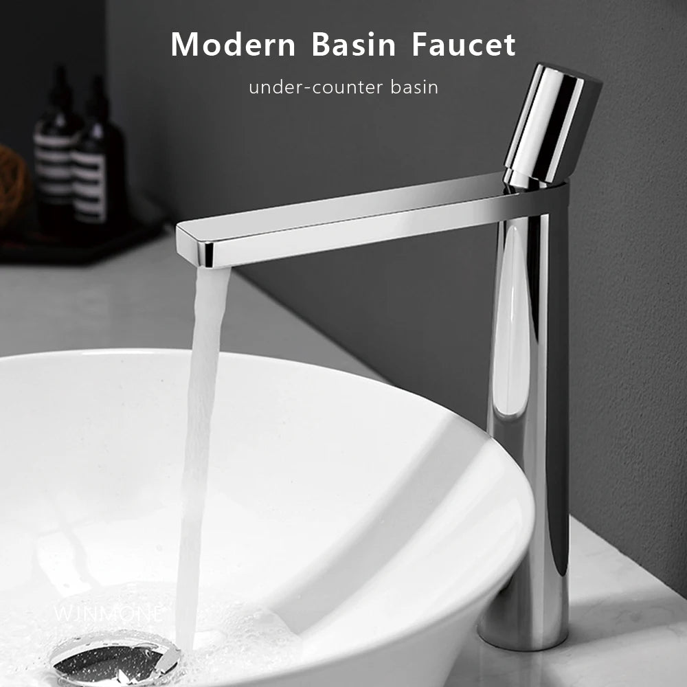 Modern Basin Faucet Brushed Gold Brass Bathroom Mixer Faucet