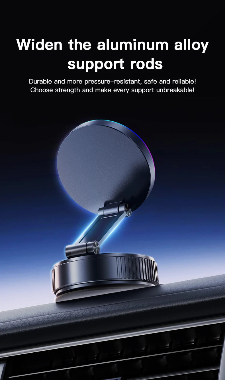 15W Car Magnetic Wireless Charger Vacuum Bracket Phone Holder for Magsafe iPhone 17~12 Pro Max Fast Charging Suction Cup Station