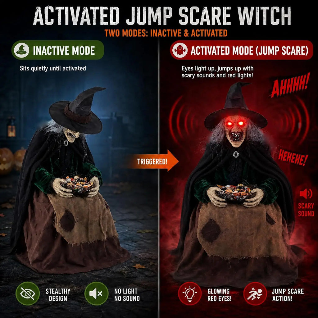Animated Halloween Witch, Sound and Motion Activated
