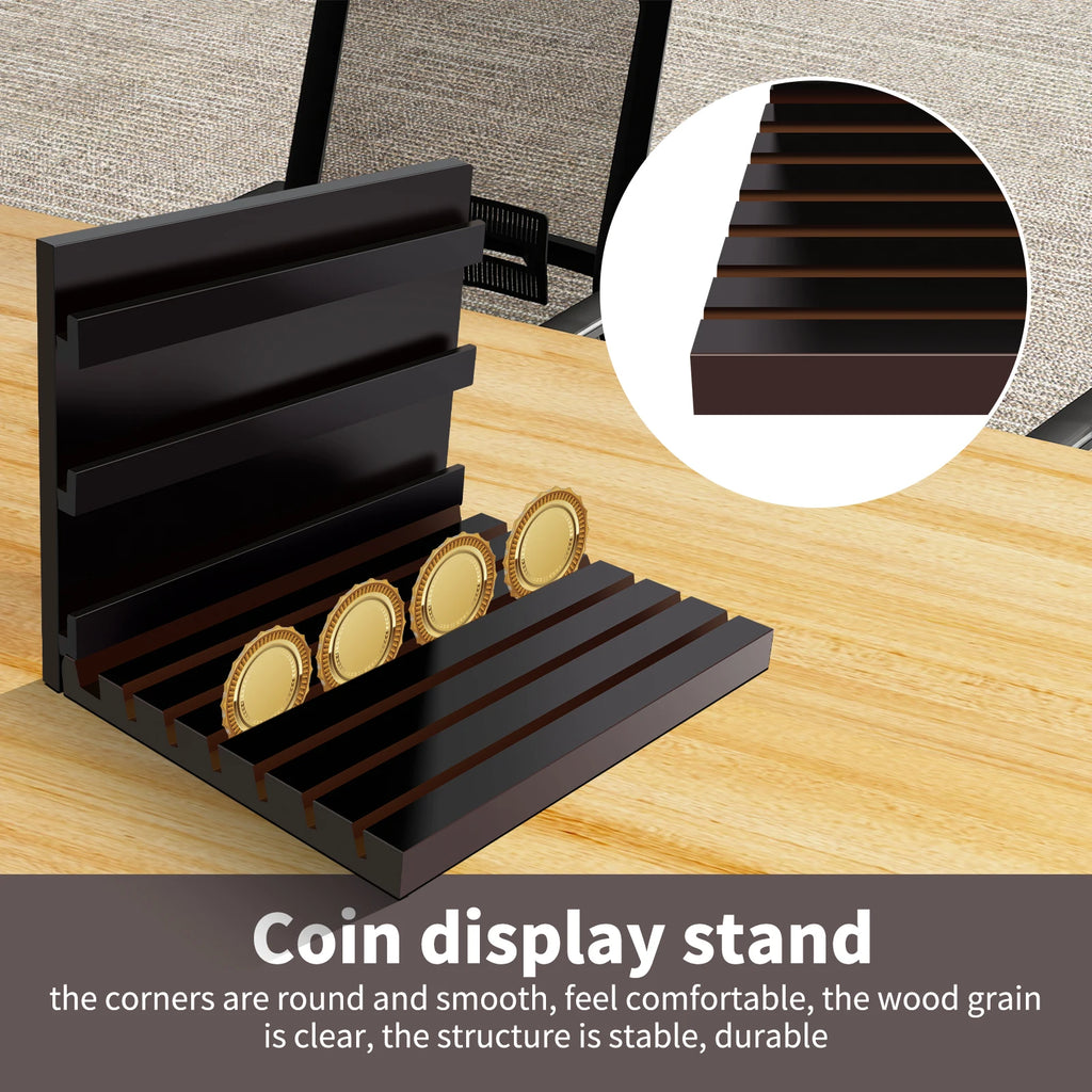Coin Display Stand Wooden Commemorative Coin Display Rack Versatile Coin Shelf Coin Holder Desk Organizer For Collectors