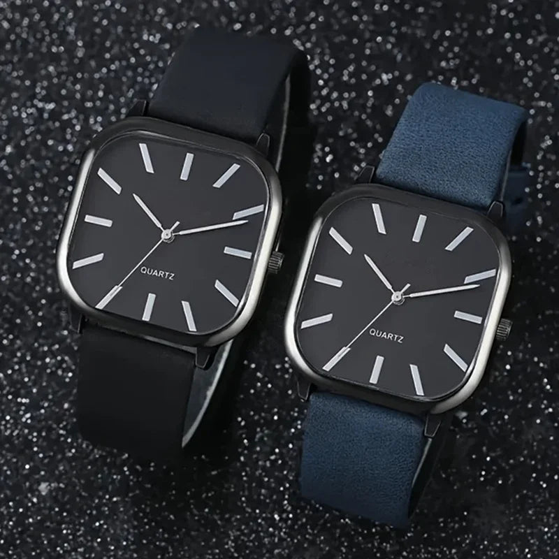 Simple Leather Watch Men Women Quartz Wristwatch Fashion Elegant