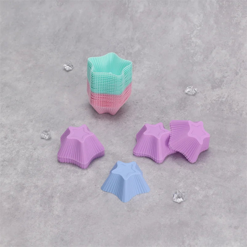 6 Pcs Silicone Cake Star Cupcake Cup Cake Tool Bakeware Baking Silicone Mold Cupcake And Muffin Cupcake For DIY Mini Cake Mould