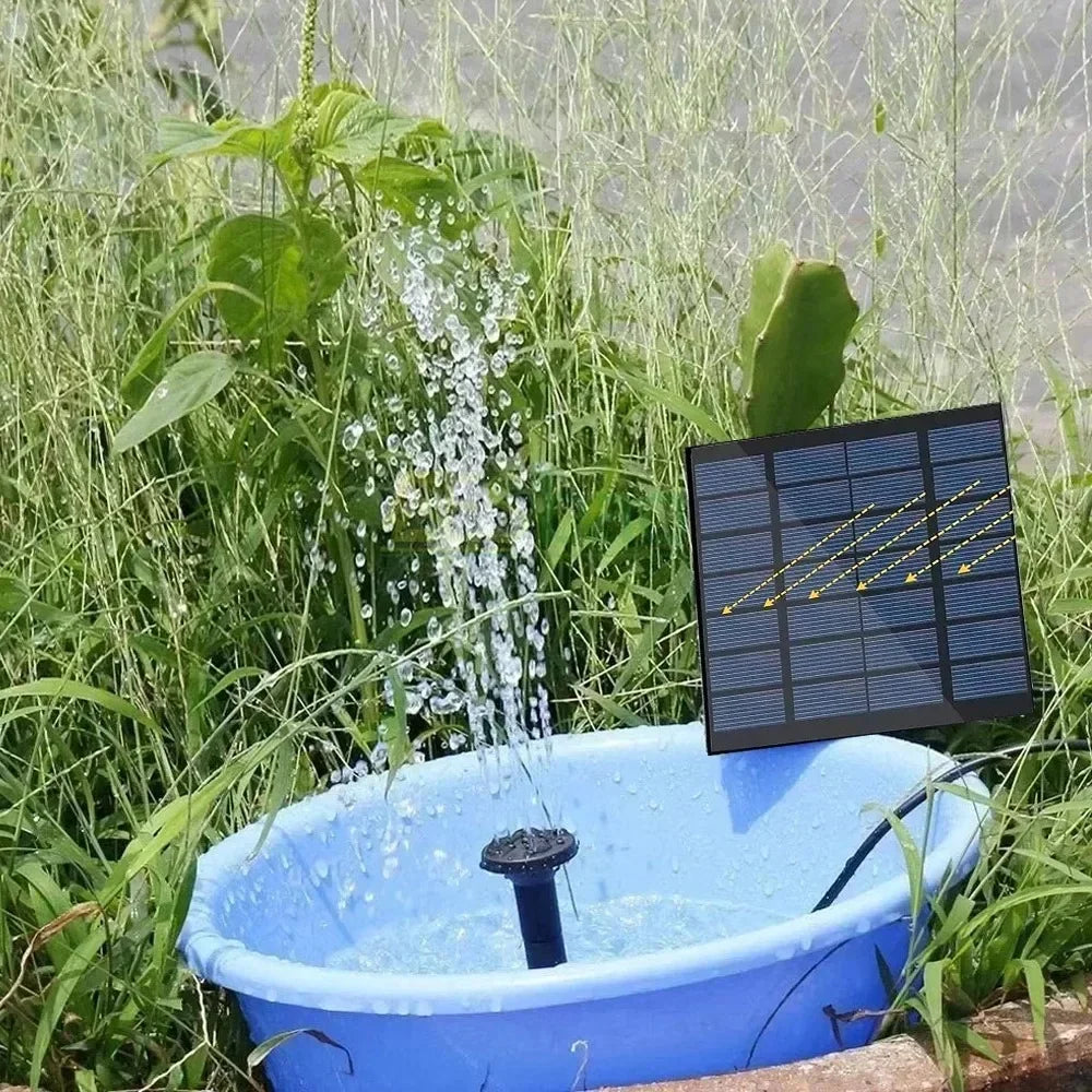 Solar - Powered Water Pump for 11/15.5cm Water Fountains: 8 - Nozzle Outdoor Watering Set