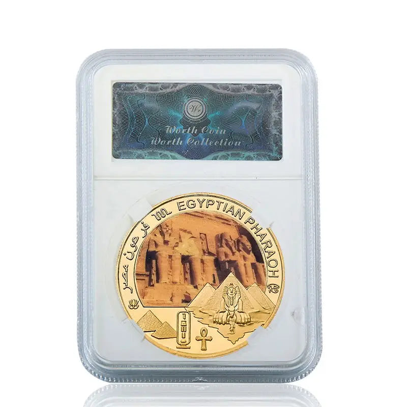 Egyptian Pharaoh Gold Plated Commemorative Coin Egypt Challenge Coin Art Craft Souvenir Business Gift for Collection Home Decor