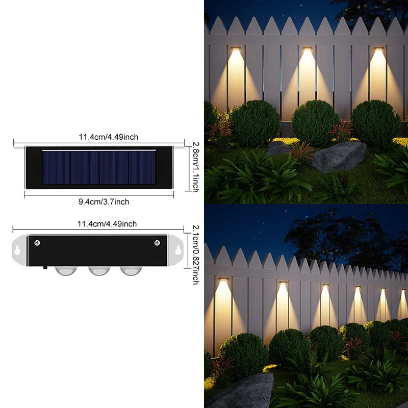 Outdoor Solar Wall Light Waterproof Warm White LED For