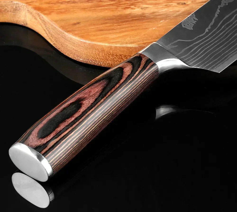 Professional Kitchen Knives Damascus Japanese Santoku Cleaver Slicing Knife Stainless Steel Boning Knife Butcher Cleaver Knife