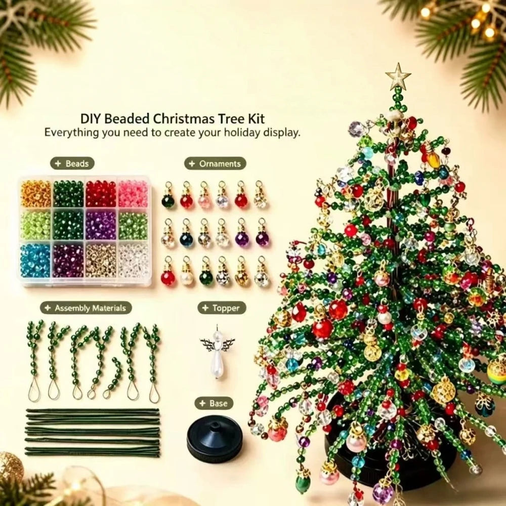 5‑Style DIY Beaded Light‑Up Tree Set