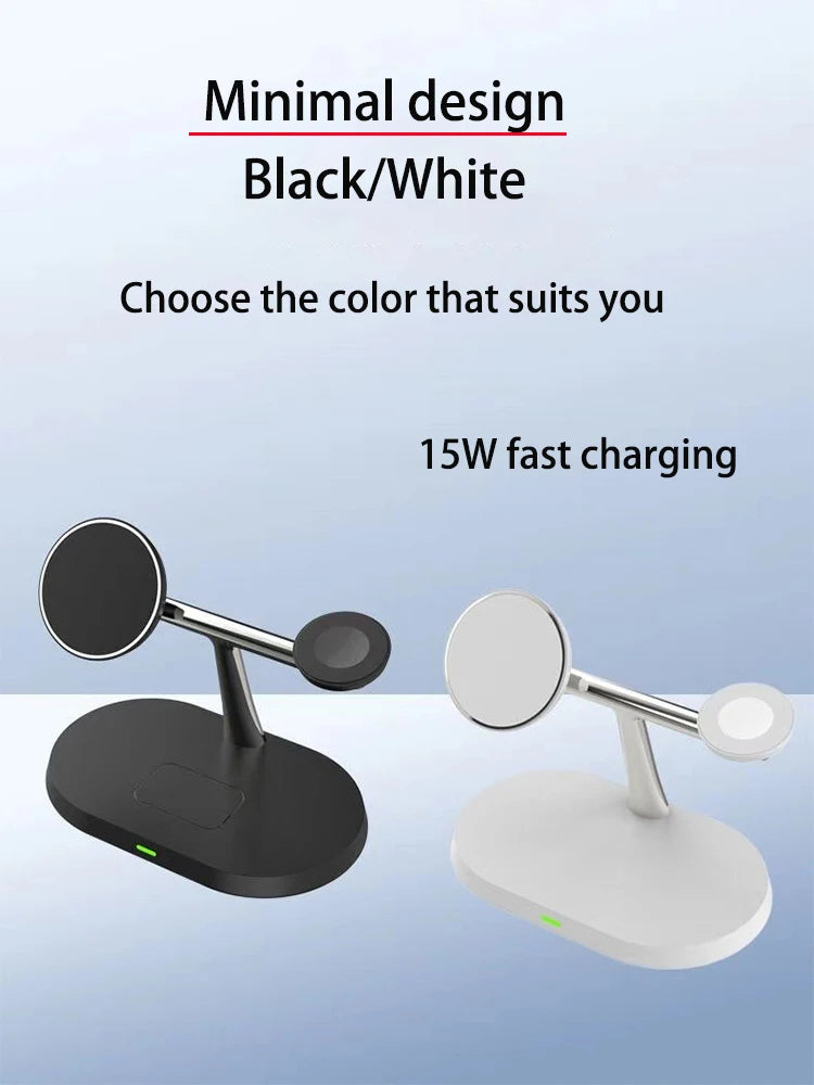 2025 3 in 1 30w Qi2 Wireless Charger Stand Fast Charging for iPhone 17 16 15 14 13 12 iWatch Airpods Wireless Charging Station