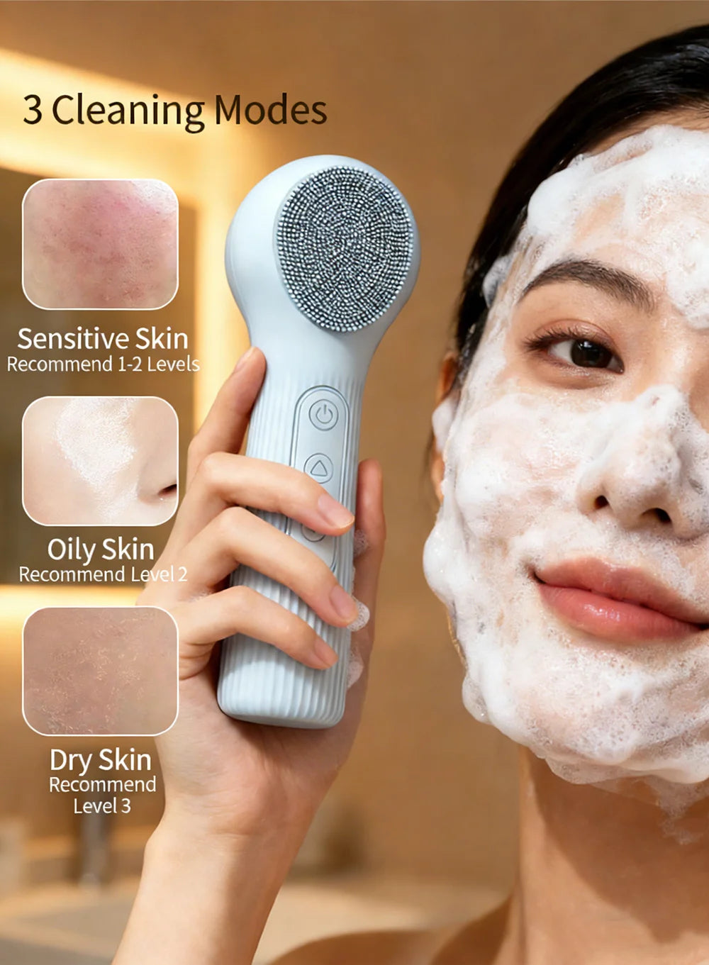 Double-Sided Eletrical Facial Cleansing Men Women Facial Cleansing Brush Heating Silicone Face Wash Brush Manual Clean Skin Care