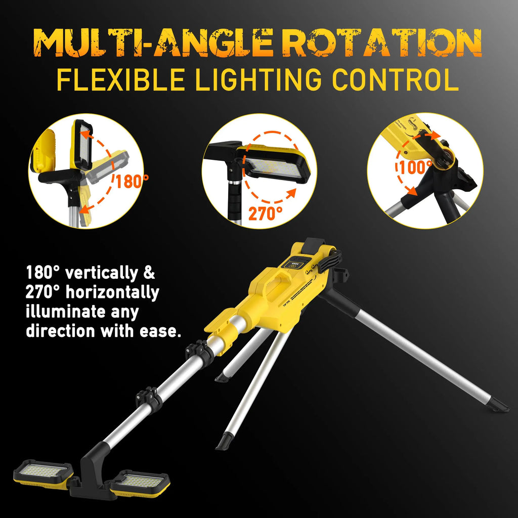 LED Work Light 80000LM Rechargeable Construction Light with Power