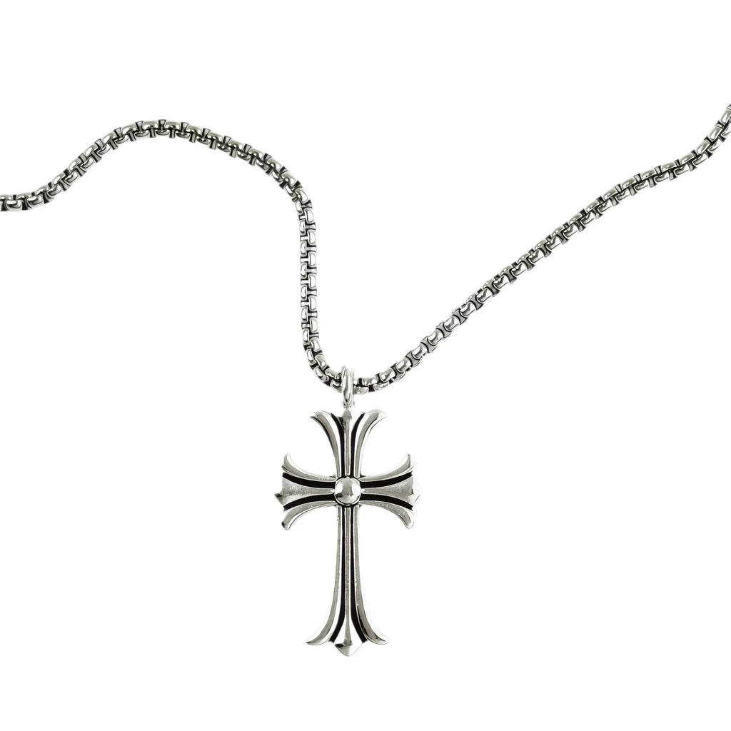 Vintage cross necklace, men's and women's personalized trend pendant titanium steel collarbone chain niche design jewelry