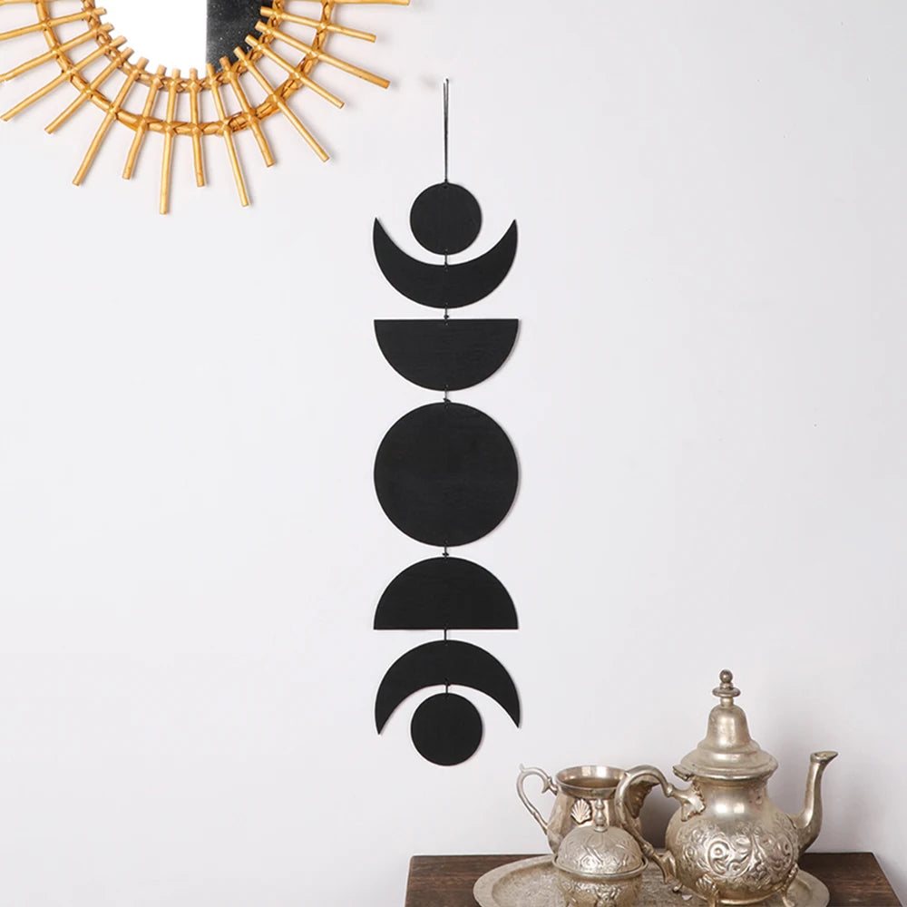 Wooden Moon Phase Garland Wall Decor Ramadan Decoration Boho Home Decor Bedroom Living Room Nursery Ornament Decor Craft Gift