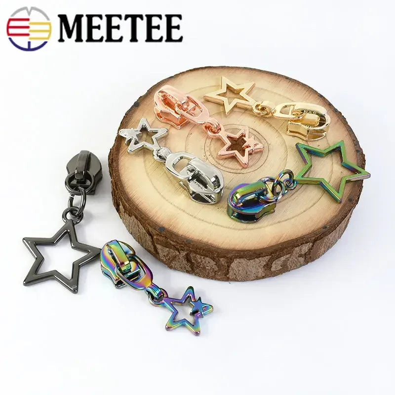 10/30Pcs Star Zipper Slider Pulls for Nylon Zippers By The Meter Bag Coat Zips Head Pullers Repair Kit DIY Sewing Accessories