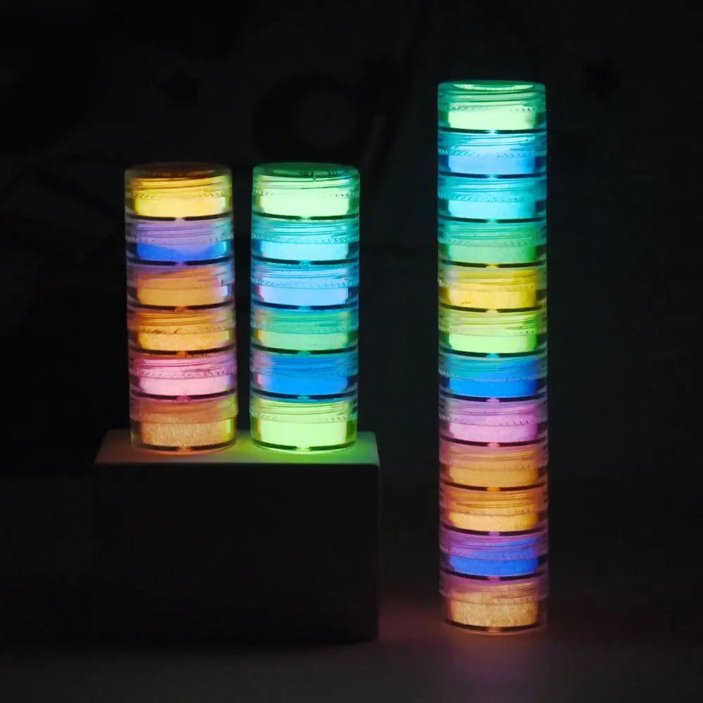 6/12pcs Set Luminous Powder Resin Pigment DIY Epoxy Resin Mold Nail Art Glitter Powder Glow In The Dark Jewelry Making Supplies
