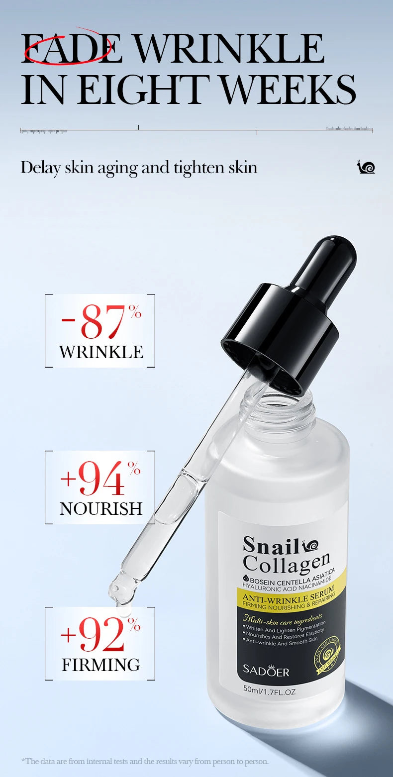 Snail Face Serum Anti-aging Wrinkle Removal Collagen Essence Facial Whitening Moisturizing Serum Firming Lifting Skin Care 50ML