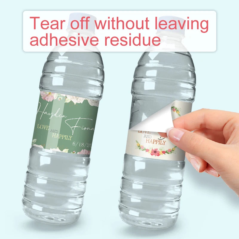 Custom Wedding Water Bottle Labels Personalized Name &amp; Date