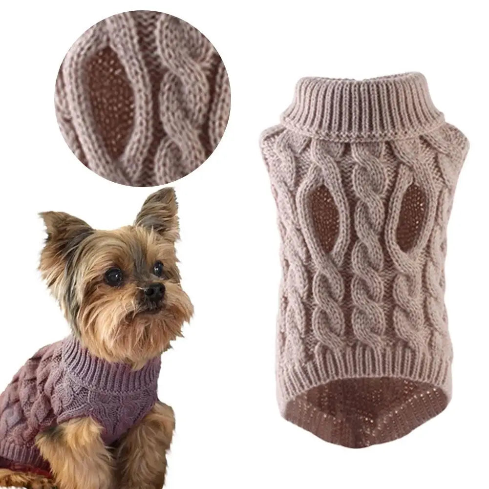 New Pet Small Pet Dog Clothes Sweater Fashion Autumn Winter Solid Fried Dough Twists Knitting Warm Comfort Clothing Wholesale