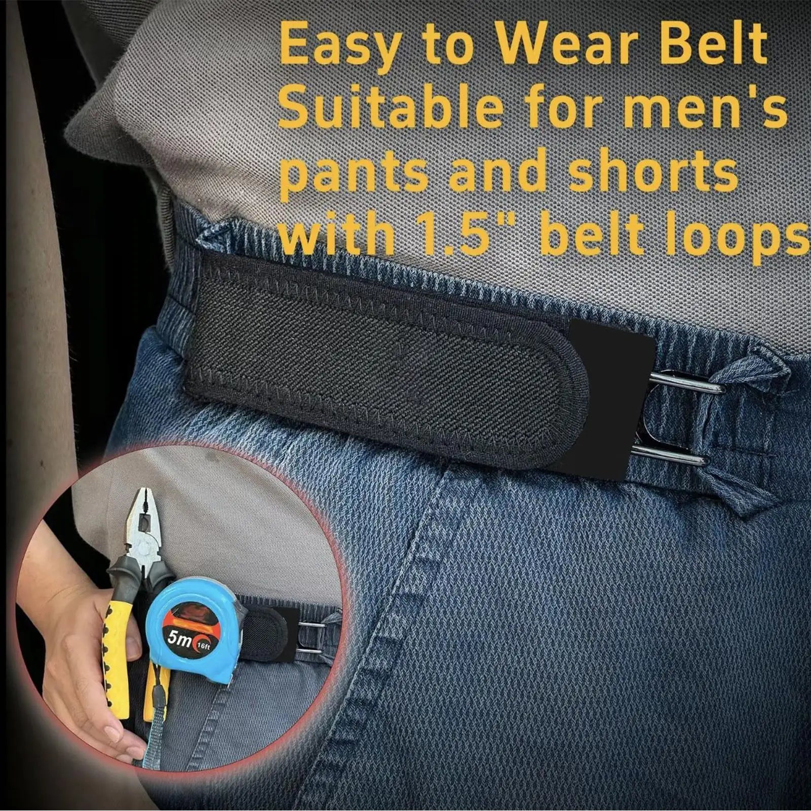 No Buckle Belt 2 Pieces Buckleless Stretchable Waistband Elastic Convenience Belt for Walking Daily Commuting Office Casual