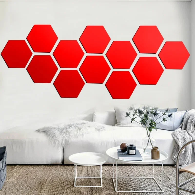 Acrylic Hexagon Mirror Wall Stickers Self Adhesive Removable