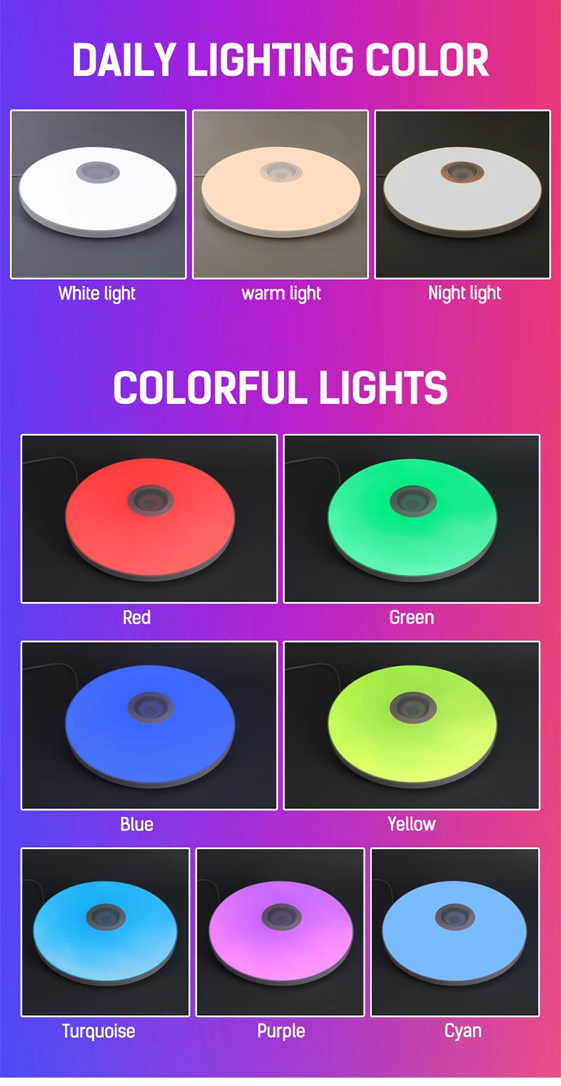 Tuya Smart Audio Ceiling Light APP Remote Control RGB Ambient Lamp Living Room Bedroom Home Decor LED Music Ceiling Lights