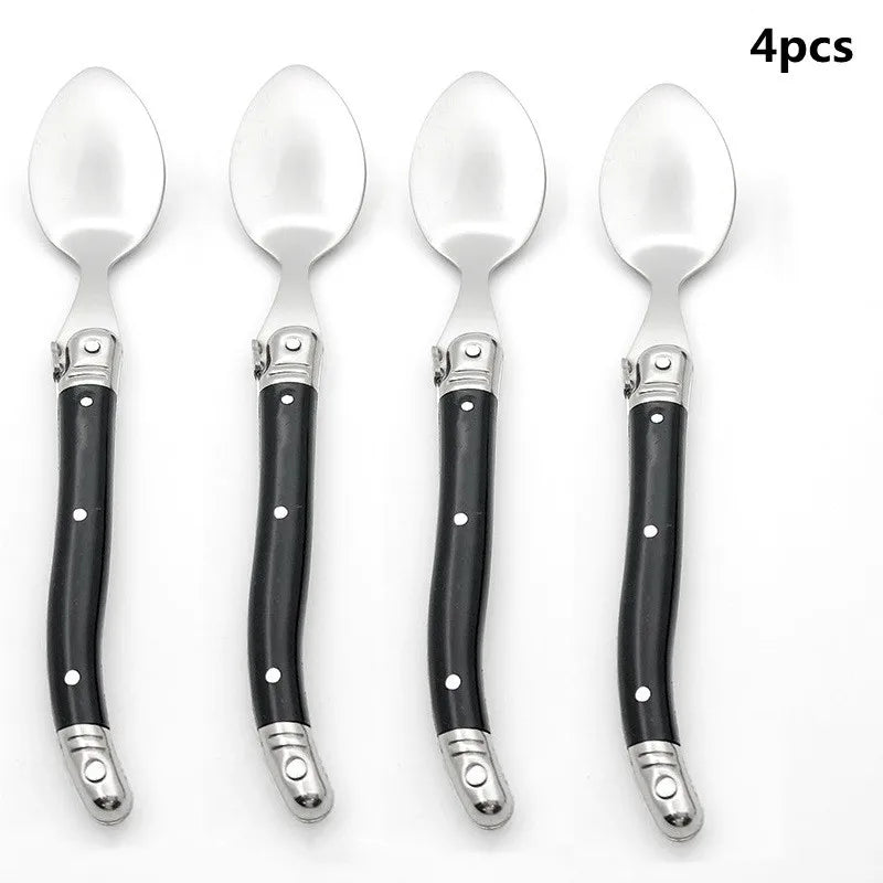 Laguiole Teaspoon set Mini Small Coffee Spoons Ice Tea Spoon Stainless Steel Stirring Dessert Scoop Flatware 6'' 15.5cm 4-10pcs