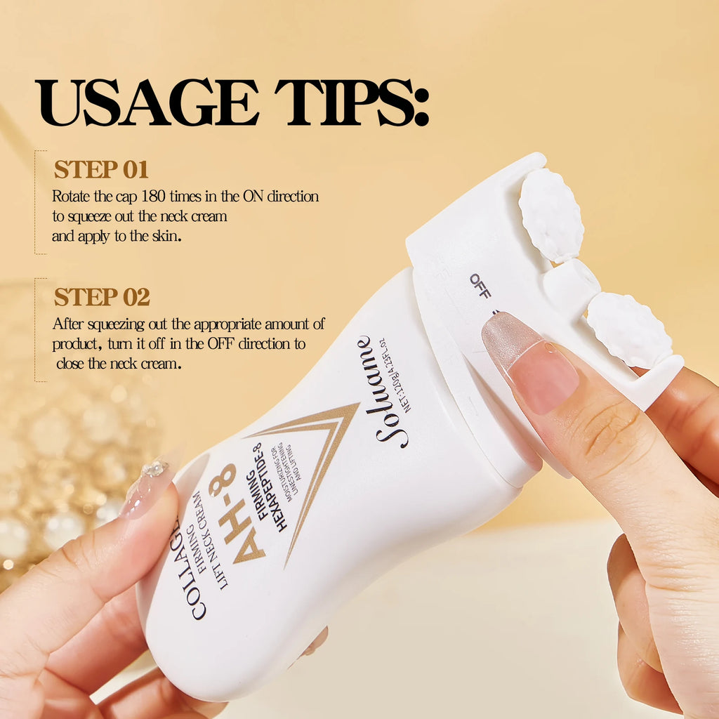 Firming&Lifting Collagen Neck Cream Moisturizing Neck Lotion with Massage Roller Easily Absorbed, Massages Neck Skin Care