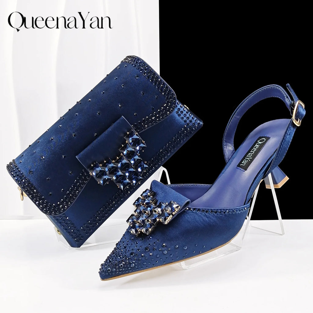 Navy Blue Handbag and Heel Set