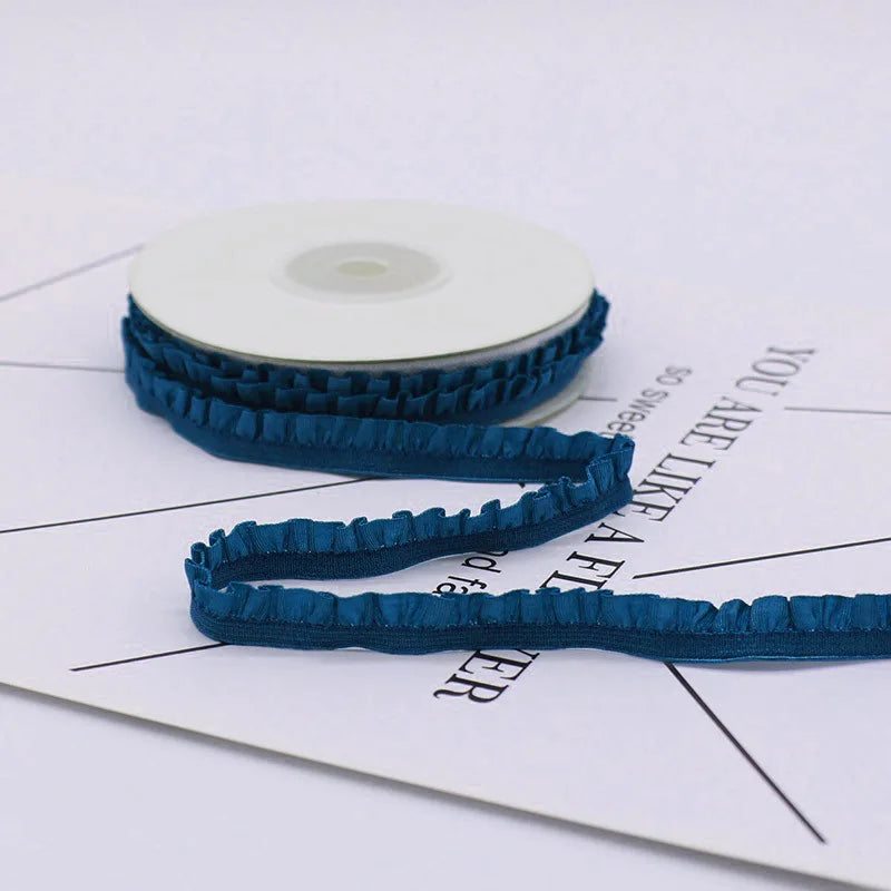 5yards 10mm Lace Elastic Ribbon Nylon Ruffled Pleated Elastic Band For Bra Waist Band Garment Lace Trim DIY Sewing Accessories