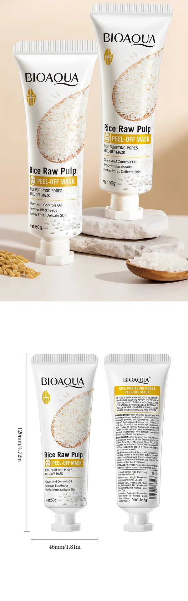 BIAOQUA White Rice Face Peeling Mask Moisturizing Remove Blackhead Whitening Anti-aging Anti Wrinkle Facial Peel Masks Skin Care
