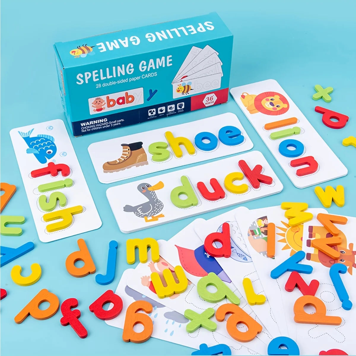Montessori Alphabet Spelling Word Wooden Math Toys Kids Educational