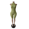 FAGADOER Fashion Colorful Print Patchwork Romper Women Hipster Bandage Backless Bodycon Jumpsuits Female Streetwear Overalls New