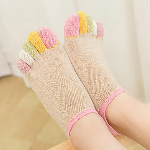 1/5Pairs Women Sports Toe Socks with Separate Fingers High Tube Five Finger Cotton Crew Socks Yoga High Quality