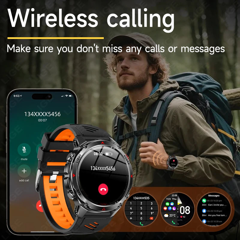 LIGE New Military 540mAh Battery Smart Watch Men 5ATM