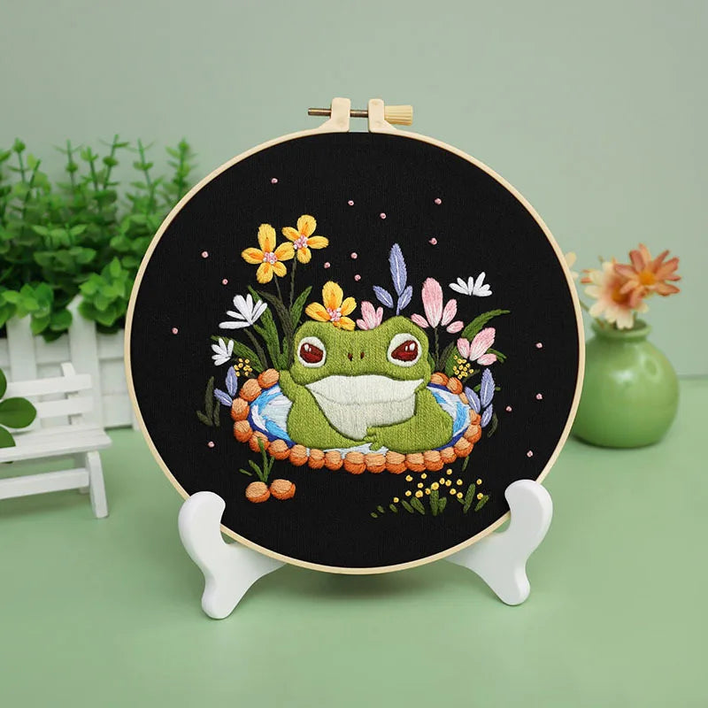 Bird Flower Chinese Wind Embroidery Kit with Instruction Needle Cloth with Pattern for DIY Craft Kit Home Decor