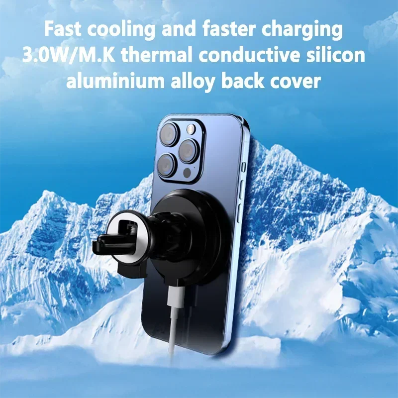 Magnetic Wireless Charger Air Vent in Car for Macsafe iPhone 12 13 14 15 16 Pro Max Magnet Phone Holder Fast Car Charging Stand