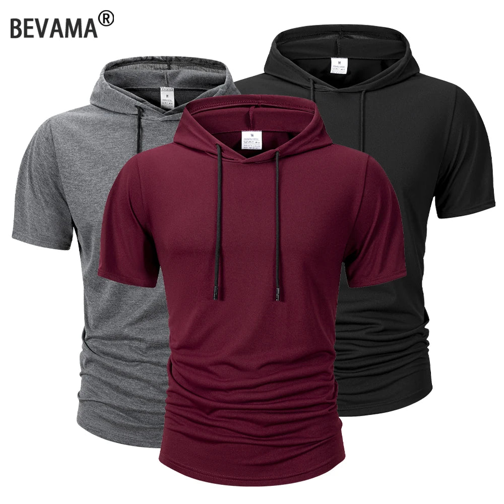 Summer Men's Hooded Sweatwear Casual Short Sleeve Loose T-Shirt