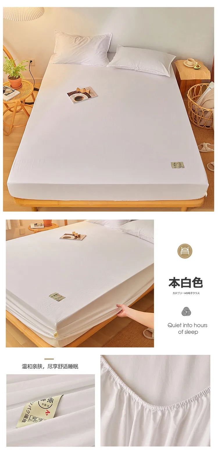 100% Cotton Mattress Covers Air-Permeable Anti-Pull Fitted Sheet No Pillowcase Elastic Bands Non Slip for Single Queen King Bed