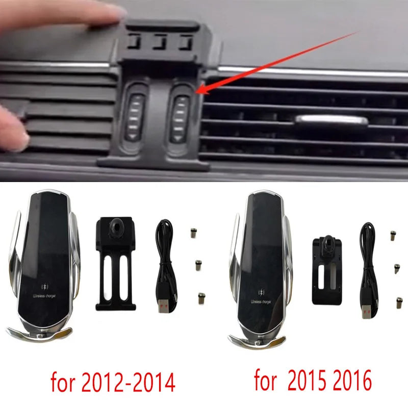 15W Fast Charging Wireless Charger Car Mount Phone Holder Automatic Clamping For 2012- 2016 Volkswagen VW Passat B7