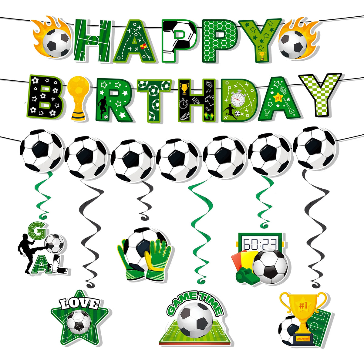 Soccer Birthday Party Decorations Set - Happy Birthday Soccer