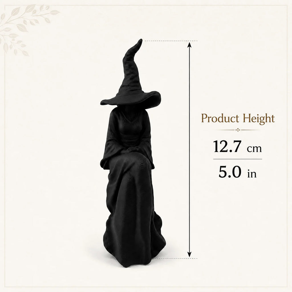 Plastic Faceless Witch Figurine Black Sitting Witch Wall Decor Gothic Halloween Living Room Bookshelf Entryway Porch Ornament