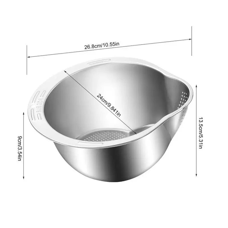 Rice Washer Strainer Bowl Stainless Steel 304 Rice Washing Bowl