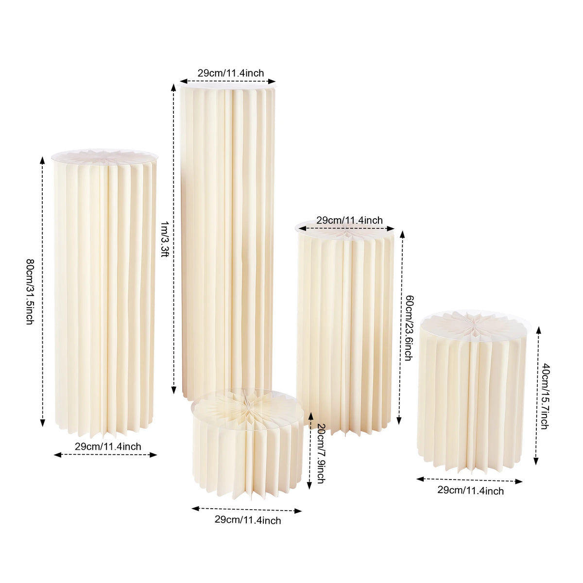 Wedding Party Flower Stand Cylinder Foldable Cardboard Centerpiece Dessert