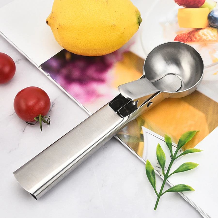 Stainless Steel Dual-purpose Ice Cream Scoop Ice Cream Scooper Multifunctional Fruit Scoop Kitchen Supplies